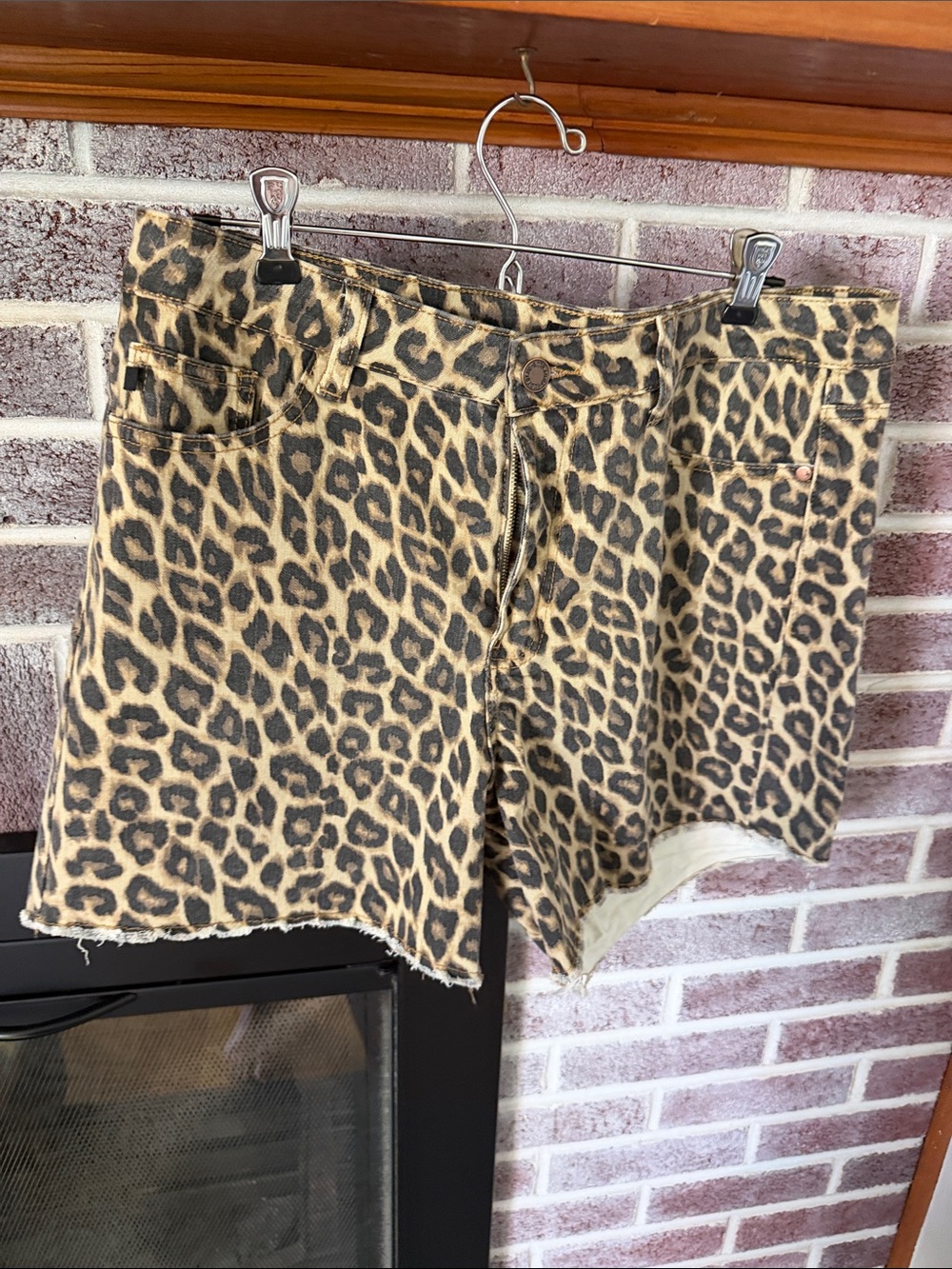 Judy Blue Leopard Print Jean Shorts - Tan and Black